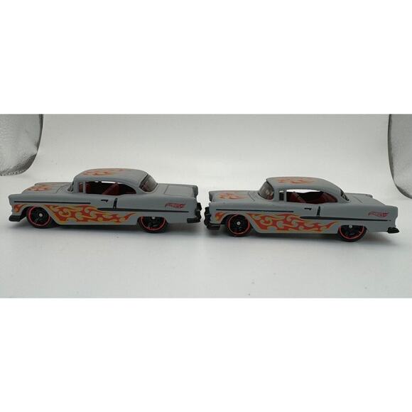 2018 Hot Wheels 50th Anniversary HW Flames 2/10 Gray 55 Chevy Loose Lot of 2 - Picture 4 of 4